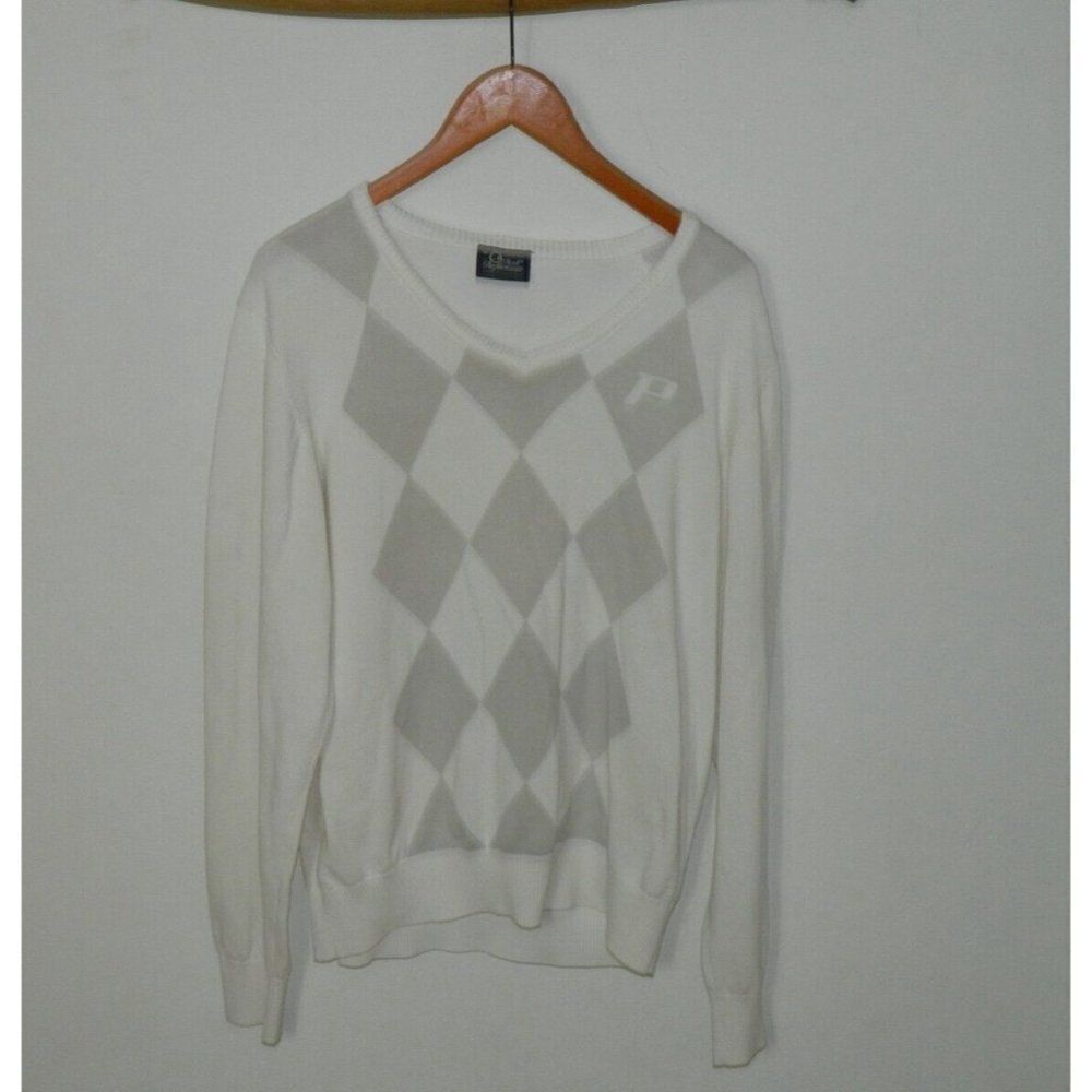 Peak Performance  Sweater‎  Men White Beige  Jumper Argyle Diamond  Size X-Large